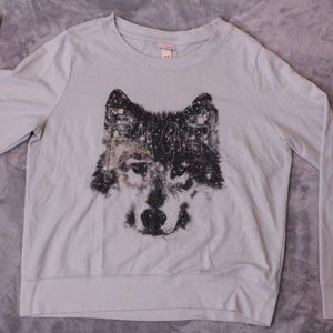 Light Blue Star Gazer Wolf Sweatshirt
